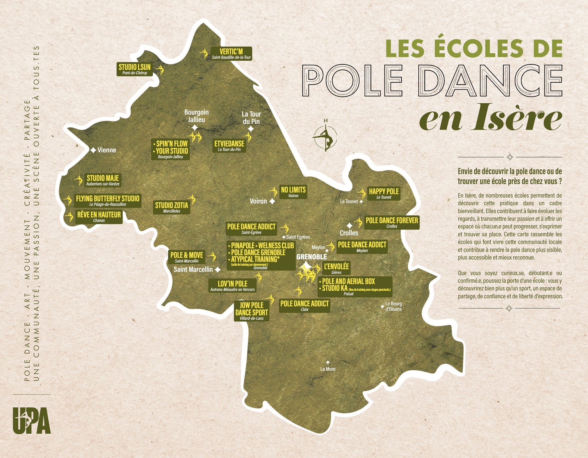 Carte des écoles de pole dance en Isère